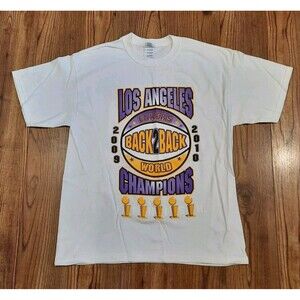 LAKERS Champions Again NBA Back 2 Back LORD OF THE RINGS Shirt Gasol KOBE NWOT L